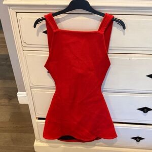 Red Square-Neck Sleeveless Women's Dress
